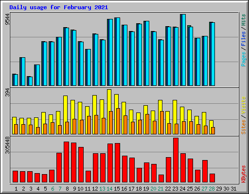 Daily usage for February 2021